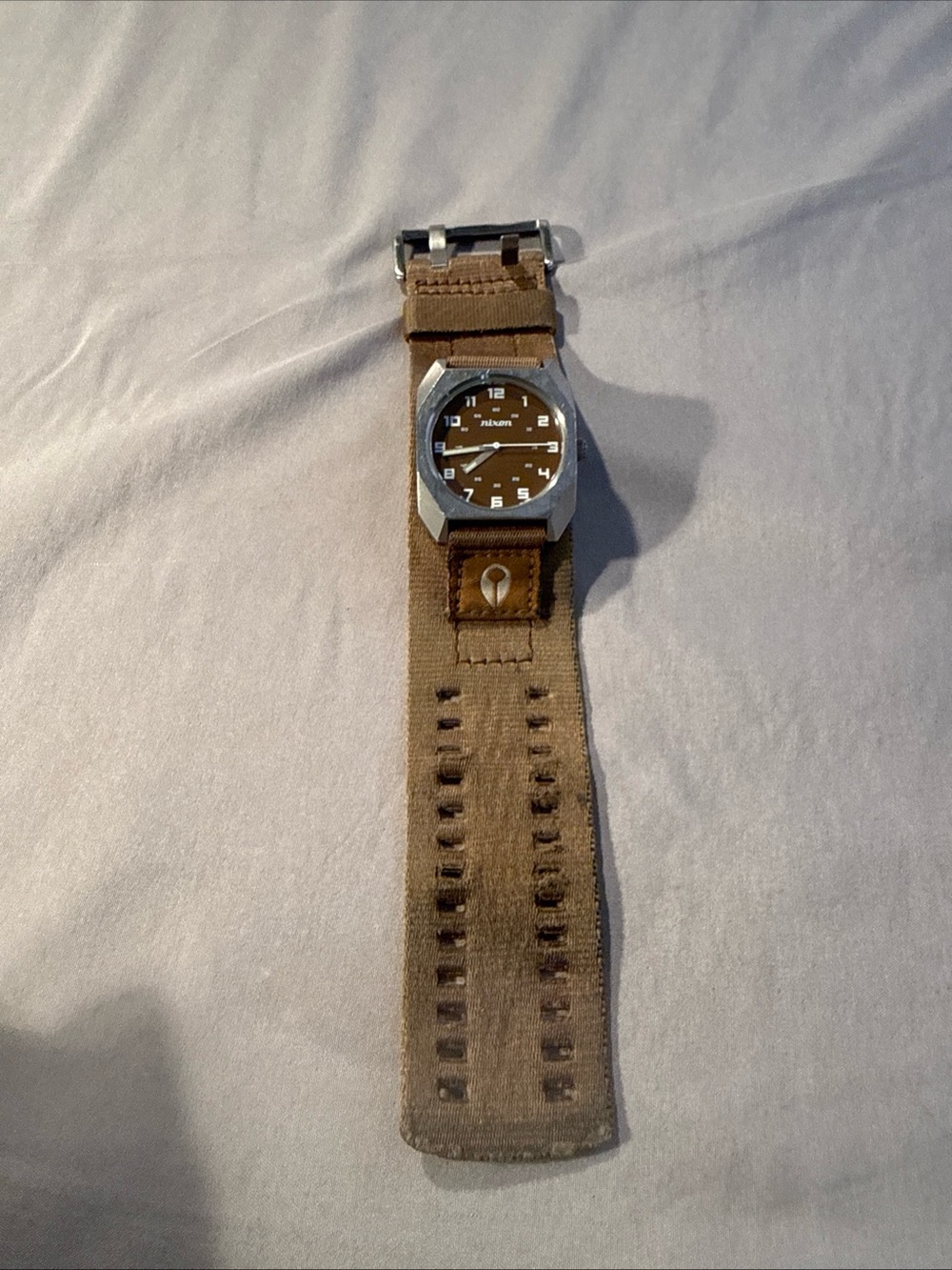 Nixon “The Scout” Military Style Brown Dial Canvas Strap Watch